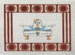 Footed Bathtub Red Border  Needlepoint Canvas - 18 ct - 75% off