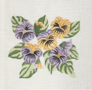 Pansies  Needlepoint Canvas - 18 ct