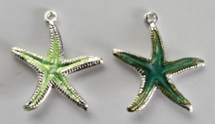 Star Fish Charm - Green - 24 charms