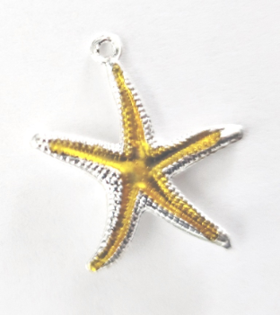 Star Fish Charm - Yellow and Coral - 25 charms