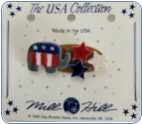 Elephant and Red White Blue Stars  Pin-2 pins